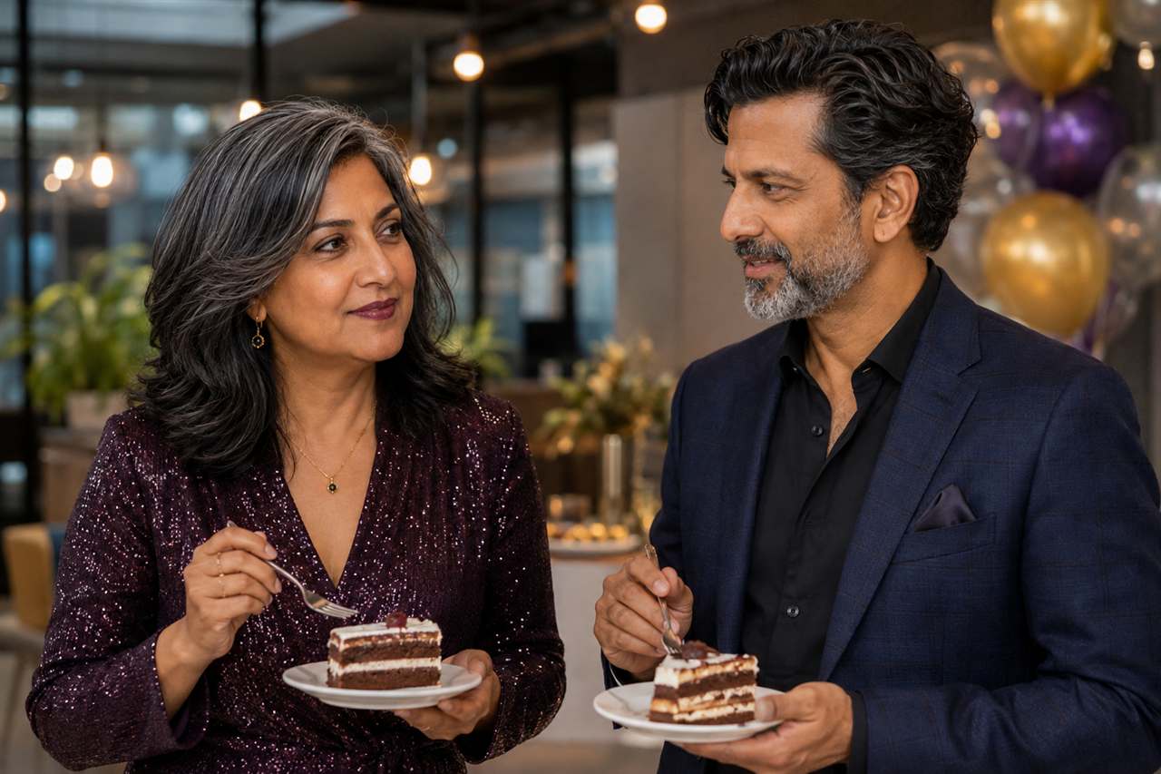 Dr Aanya sharing cake with Arjun