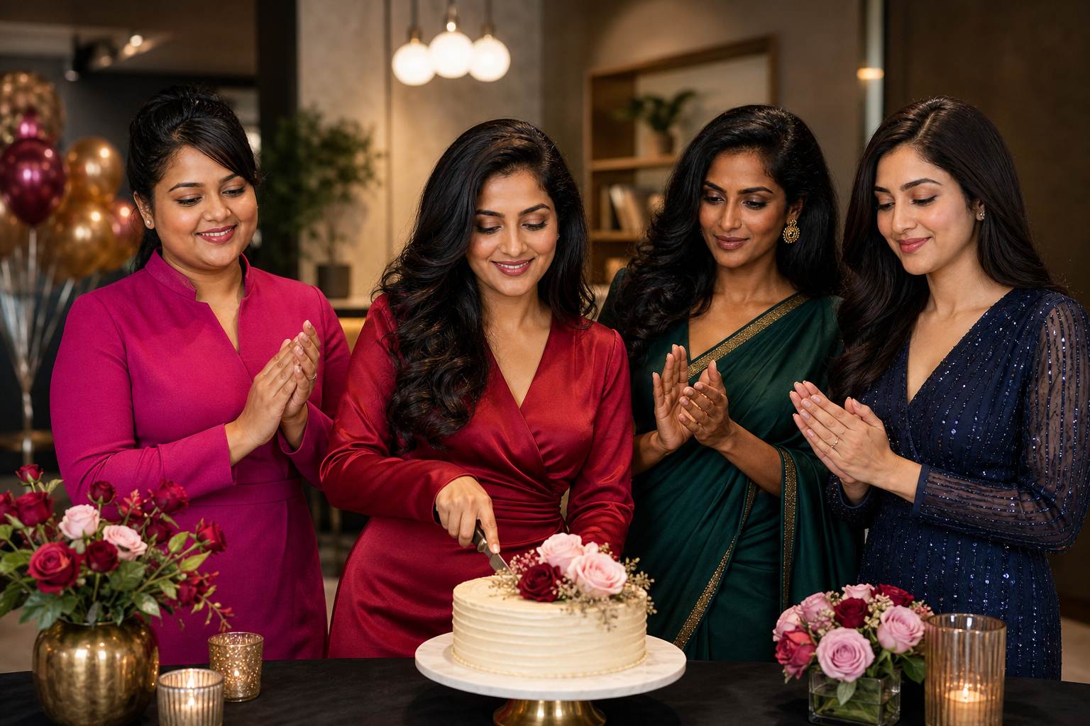Ananya Hegde celebrating with colleagues