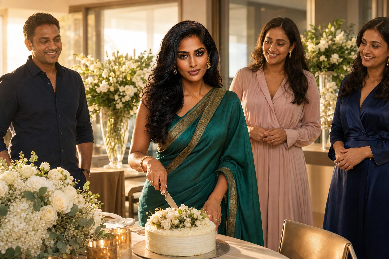 Priya Menon cutting her birthday cake