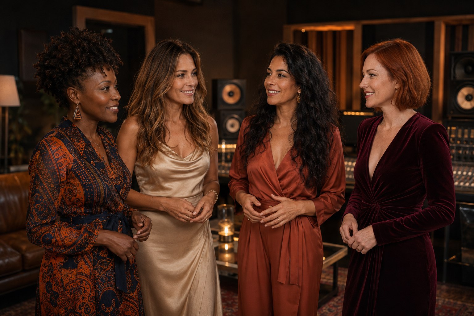 The music team enjoying a listening session